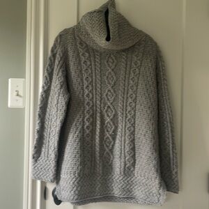 Long gray Aran sweater large